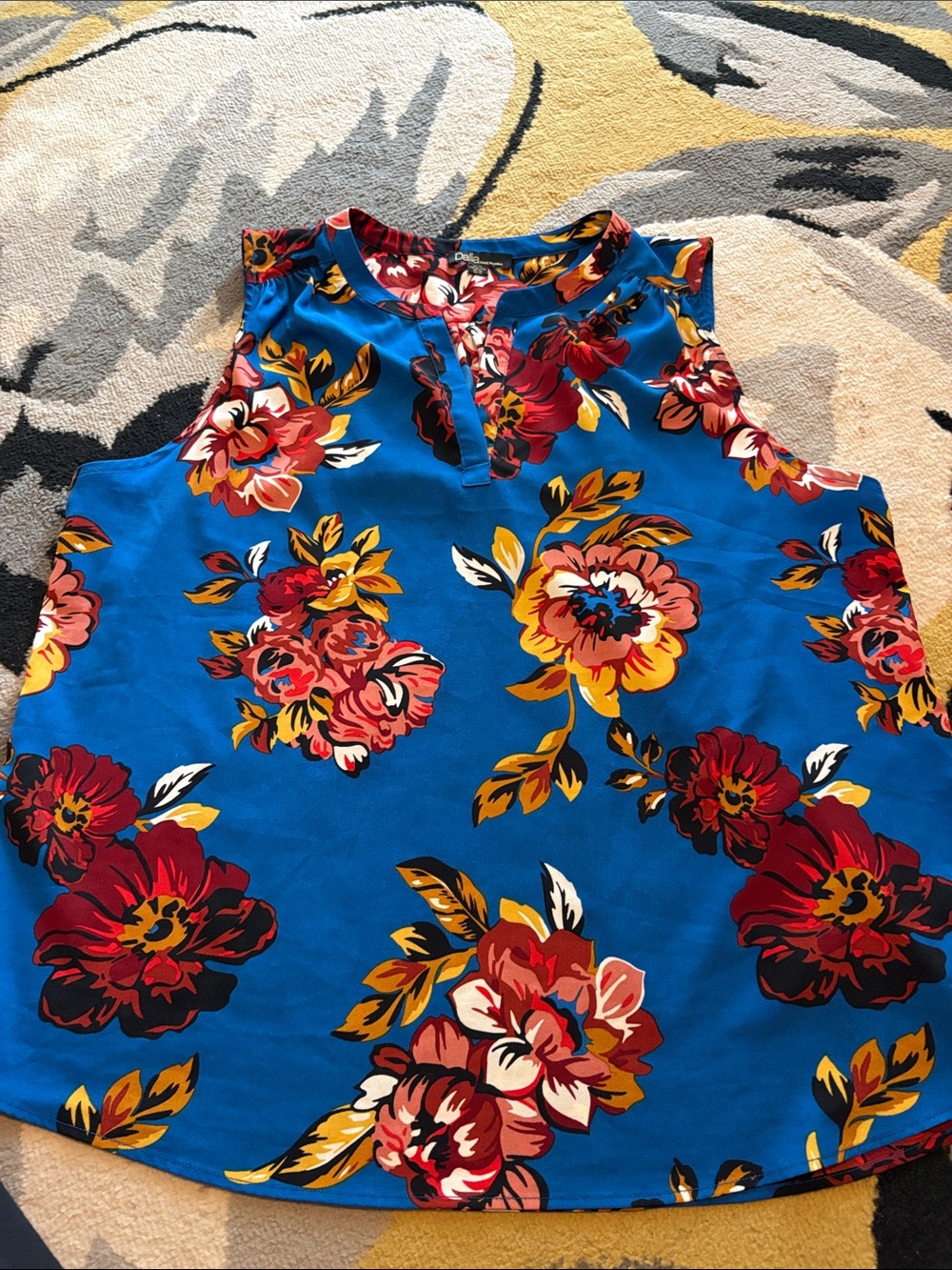 Dalia Bright Blue Sleeveless Floral Top